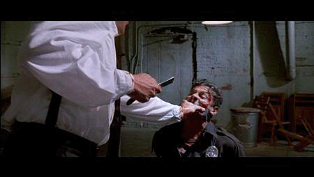 The infamous ear-slicing scene in Reservoir Dogs