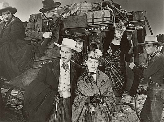 Andy Devine, George Bancroft, John Carradine, Donald Meek, Louise Platt, Claire Trevor, John Wayne.